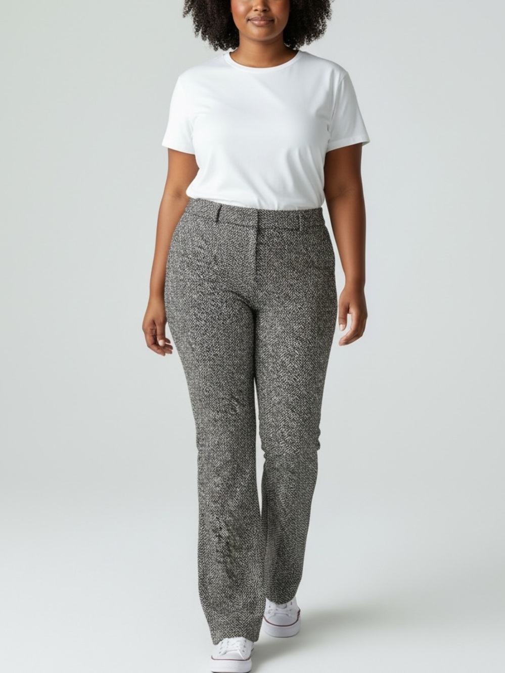 7TH Avenue Gray & Black Herringbone Boot-Cut Pants Womenโs Size 16